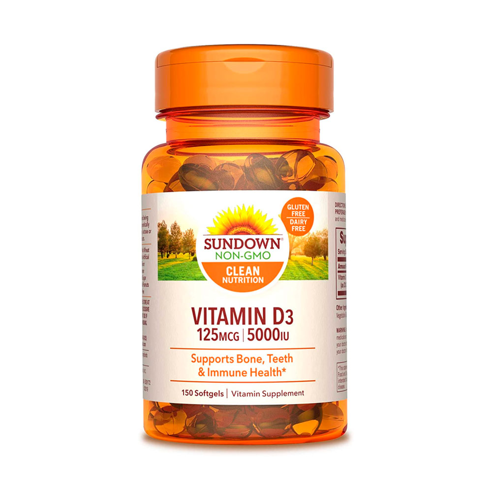 Sundown Naturals Vitamina D3 125 mcg (5000 UI) - 150 Cápsulas Gel
