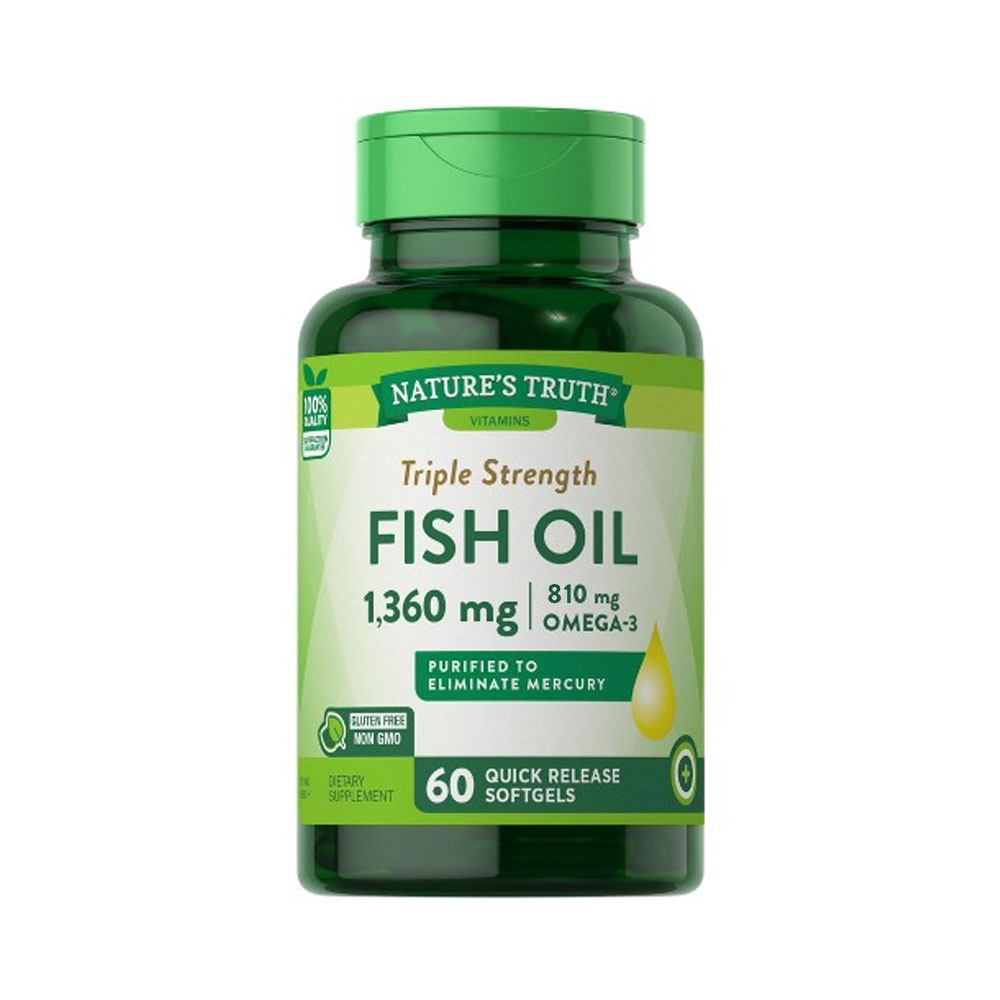 Vitamina Fish Oil Nature´s Truth Triple Strength 1360 mg 60 Cápsulas Gel